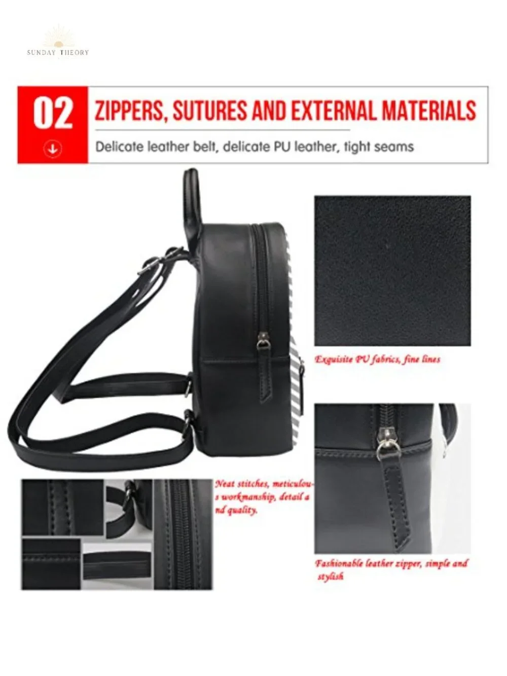 Skull Mushroom Mini Backpack PU Leather Adjustable Strap Travel Daypack